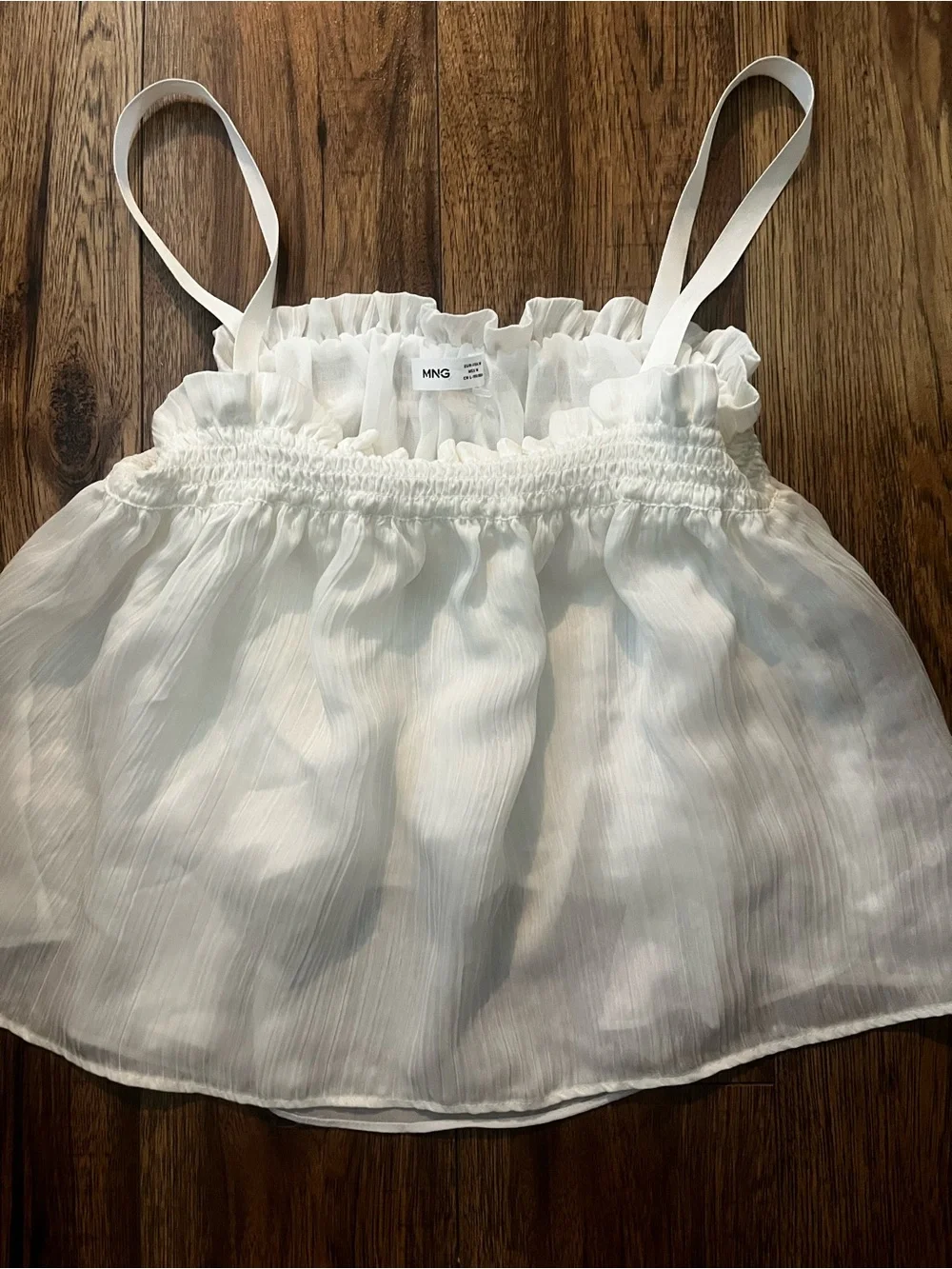 Mango White Smocked Ruffle Tank - Picture 2 of 4